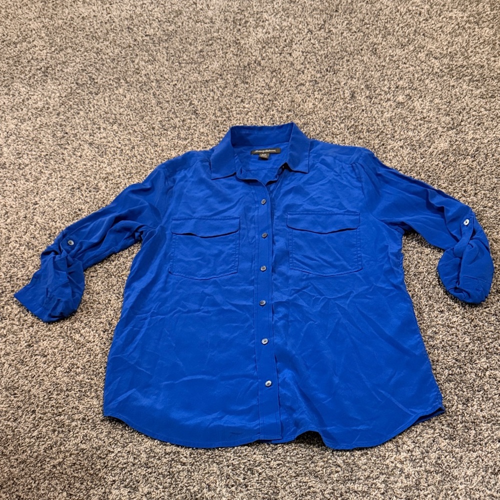Tommy Bahama 100% Silk Royal Blue Shirt Size Women's Small
